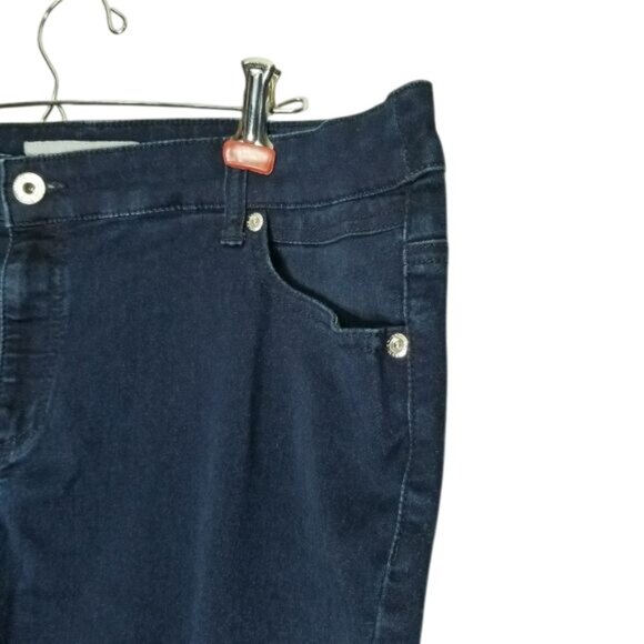 Chicos Platinum Denim Womens Stretch Jeans Cropped 3‎ L Dark Wash Basic Capsule - Picture 9 of 11